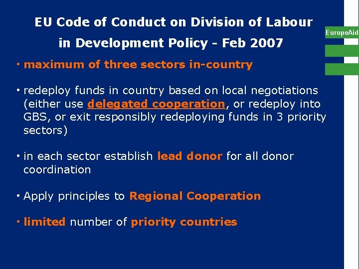 EU Code of Conduct on Division of Labour in Development Policy - Feb 2007