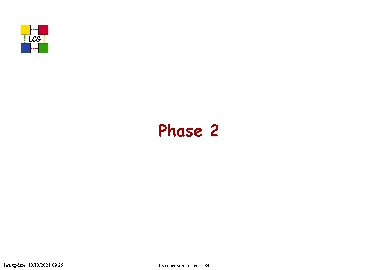 LCG Phase 2 last update: 18/10/2021 09: 25 les robertson - cern-it 34 