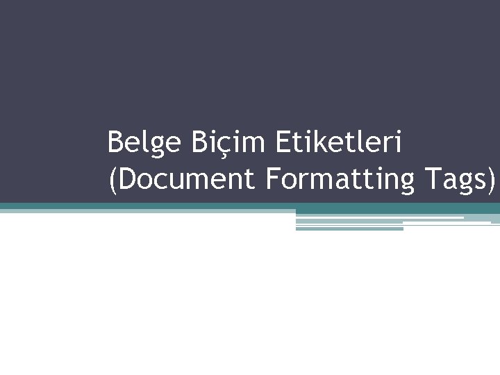 Belge Biçim Etiketleri (Document Formatting Tags) 