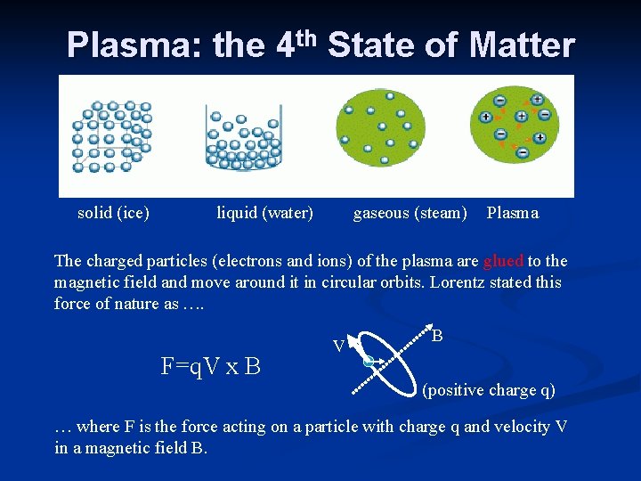 Plasma: the 4 th State of Matter solid (ice) liquid (water) gaseous (steam) Plasma