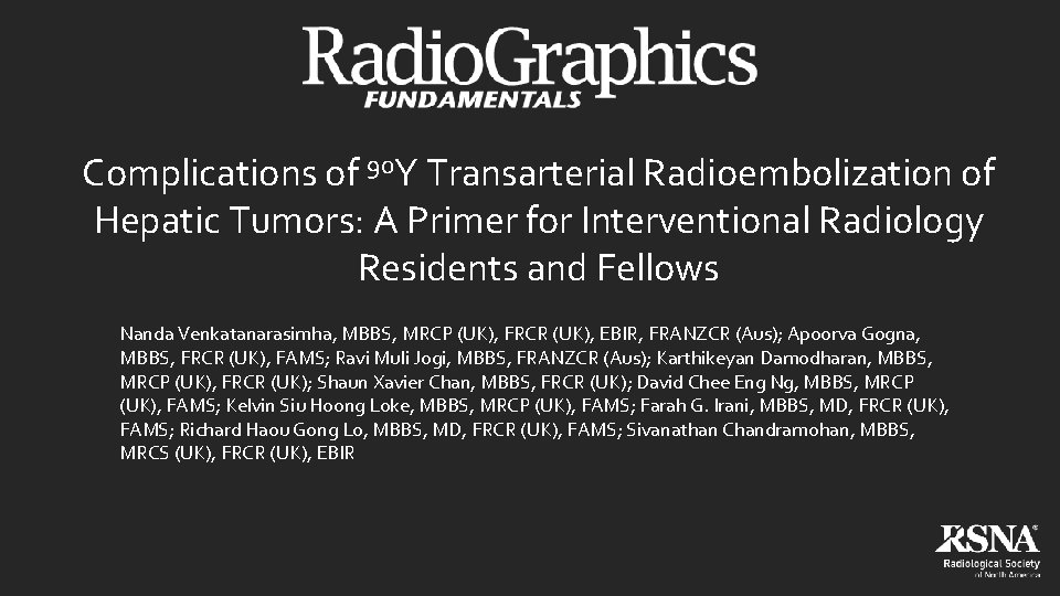 Complications of 90 Y Transarterial Radioembolization of Hepatic Tumors: A Primer for Interventional Radiology
