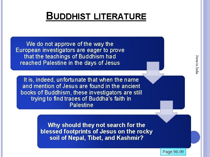 BUDDHIST LITERATURE Jesus in India We do not approve of the way the European