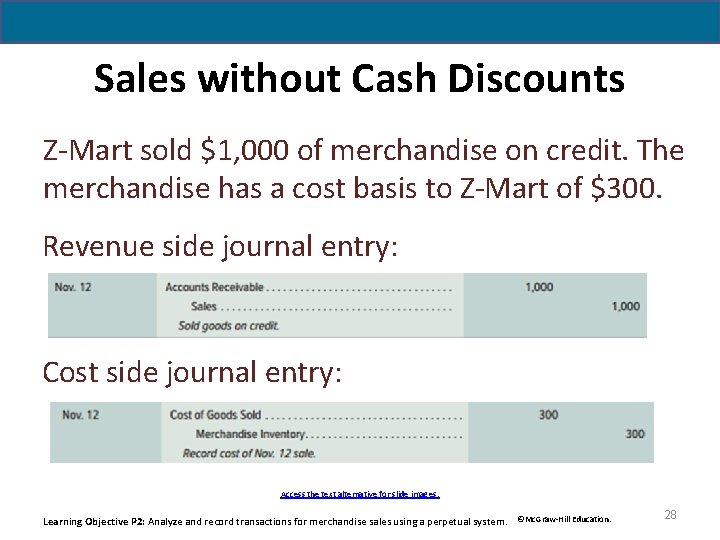 Sales without Cash Discounts Z-Mart sold $1, 000 of merchandise on credit. The merchandise