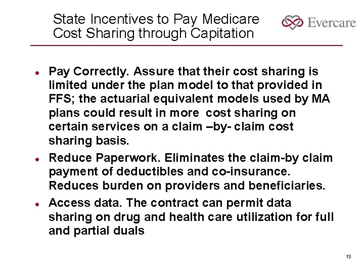 State Incentives to Pay Medicare Cost Sharing through Capitation l l l Pay Correctly.
