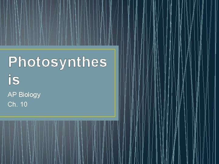 Photosynthes is AP Biology Ch. 10 