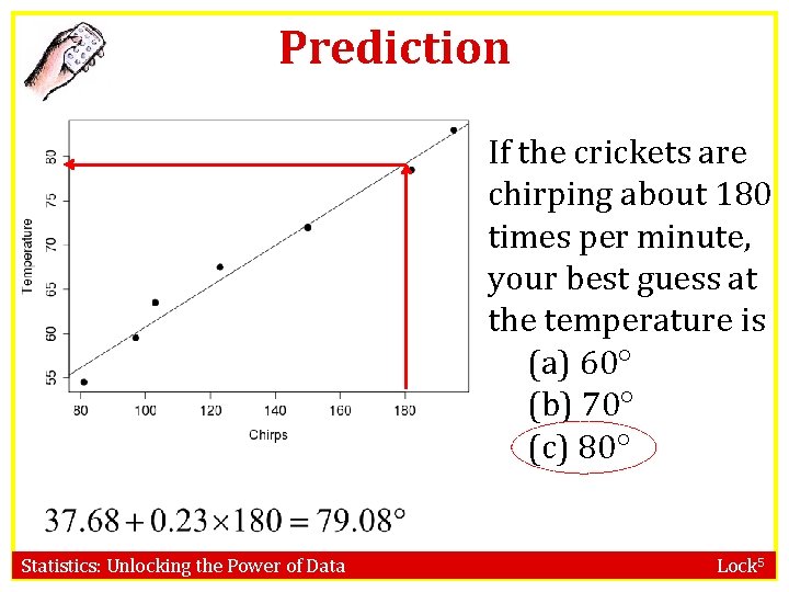 Prediction If the crickets are chirping about 180 times per minute, your best guess