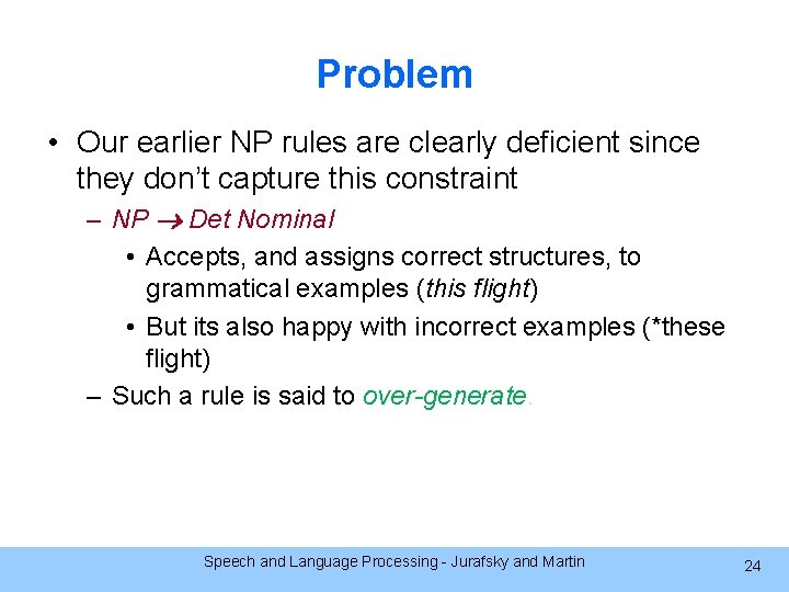 Problem • Our earlier NP rules are clearly deficient since they don’t capture this