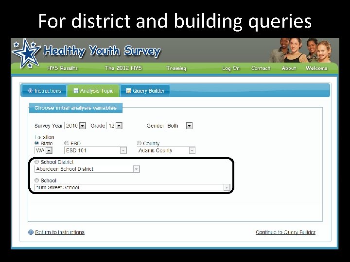 For district and building queries 