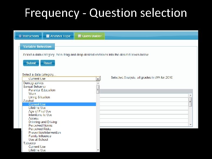 Frequency - Question selection 