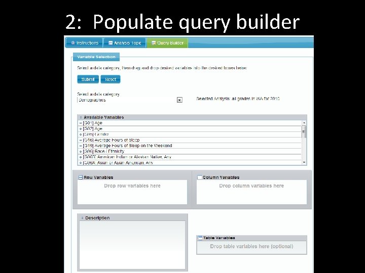 2: Populate query builder 