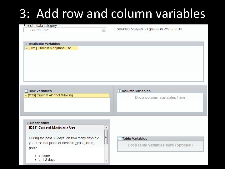 3: Add row and column variables 