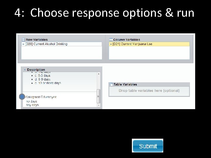 4: Choose response options & run 