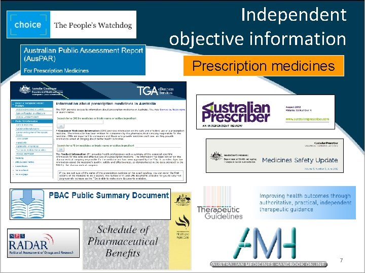 Independent objective information Prescription medicines 7 