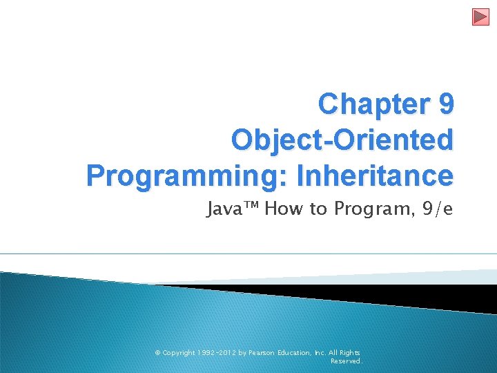 Chapter 9 Object-Oriented Programming: Inheritance Java™ How to Program, 9/e © Copyright 1992 -2012