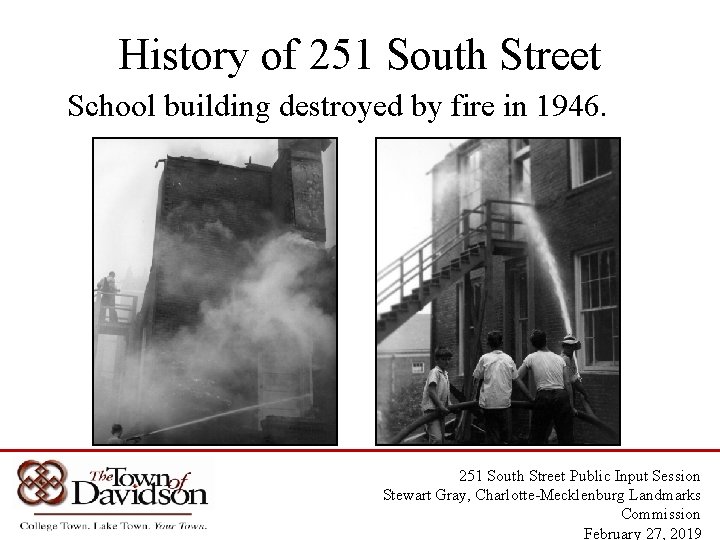 History of 251 South Street School building destroyed by fire in 1946. 251 South
