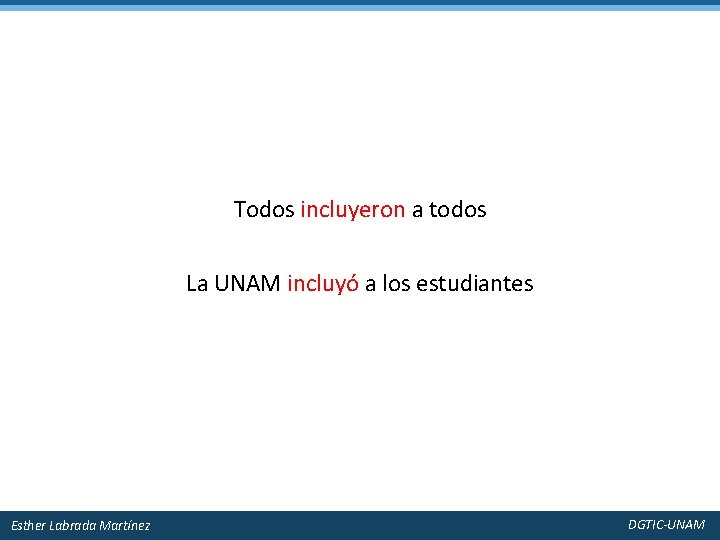 Todos incluyeron a todos La UNAM incluyó a los estudiantes Esther Labrada Martínez DGTIC-UNAM