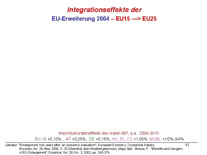 Integrationseffekte der EU-Erweiterung 2004 – EU 15 ---> EU 25 Wachstumsrateneffekte des realen BIP,