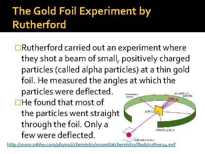 The Gold Foil Experiment by Rutherford �Rutherford carried out an experiment where they shot