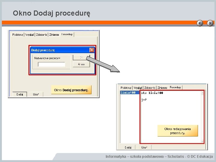 Okno Dodaj procedurę Informatyka – szkoła podstawowa – Scholaris - © DC Edukacja 