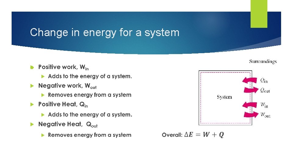 Change in energy for a system 
