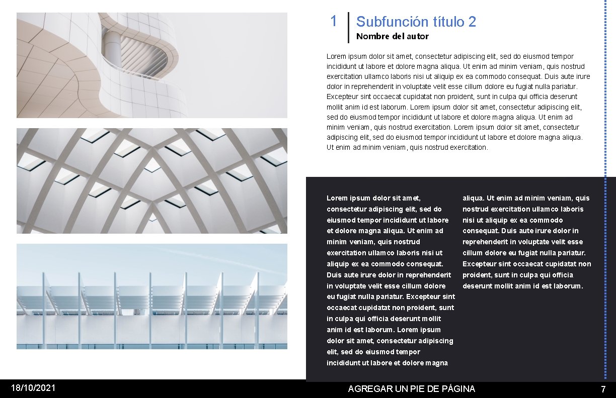1 Subfunción título 2 Nombre del autor Lorem ipsum dolor sit amet, consectetur adipiscing