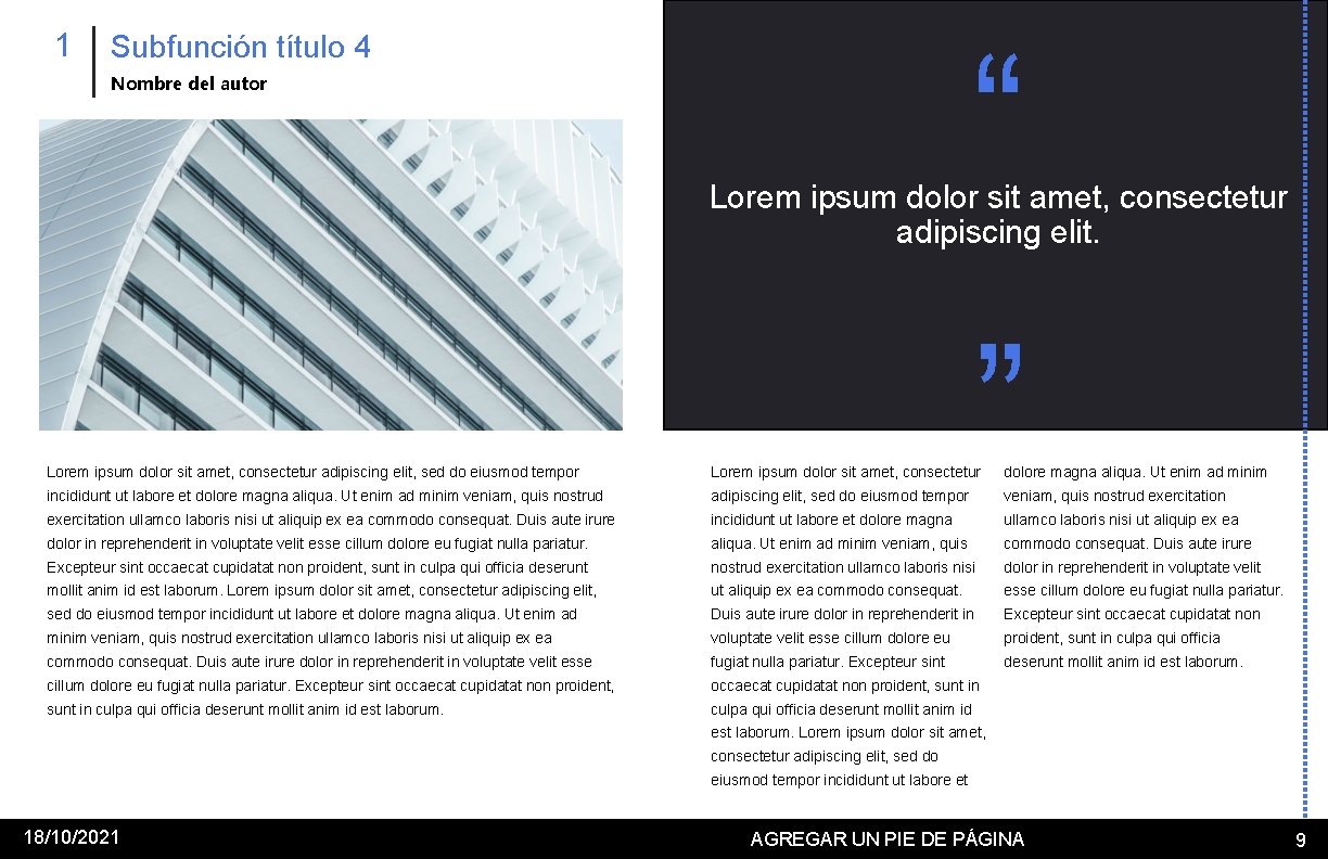 1 “ Subfunción título 4 Nombre del autor Lorem ipsum dolor sit amet, consectetur