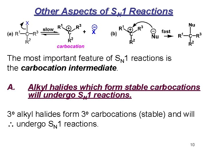 Other Aspects of SN 1 Reactions The most important feature of SN 1 reactions