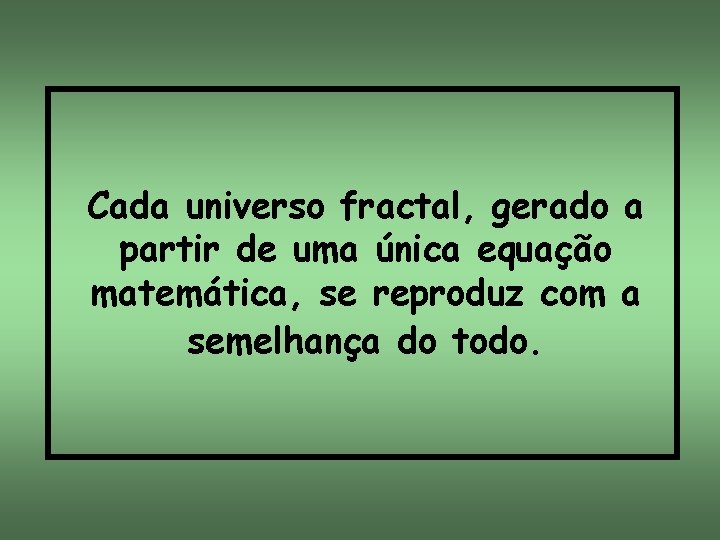 Cada universo fractal, gerado a partir de uma única equação matemática, se reproduz com
