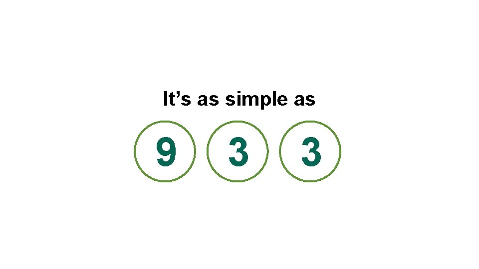 It’s as simple as 9 3 3 