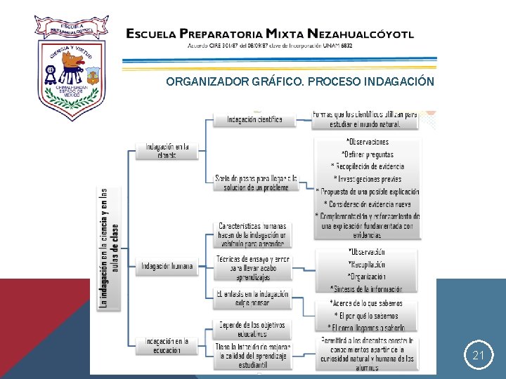 ORGANIZADOR GRÁFICO. PROCESO INDAGACIÓN 21 