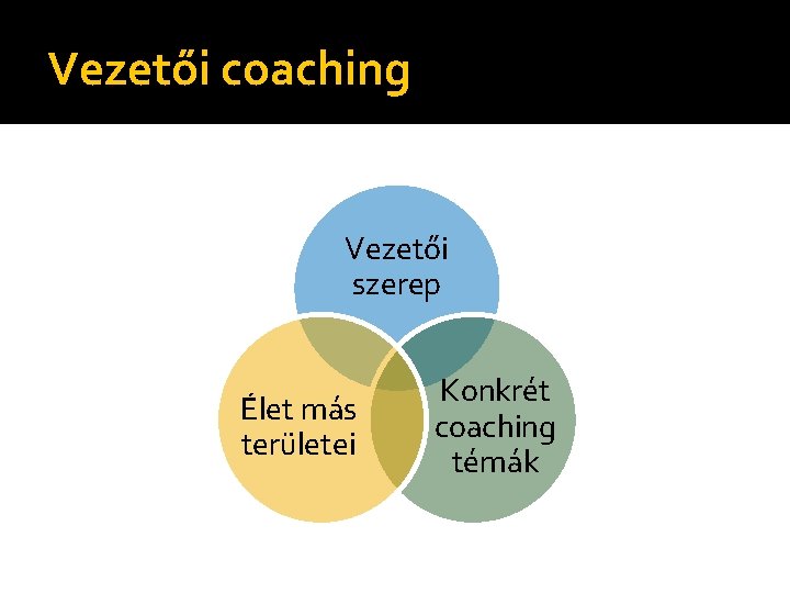 Vezetői coaching Vezetői szerep Élet más területei Konkrét coaching témák 