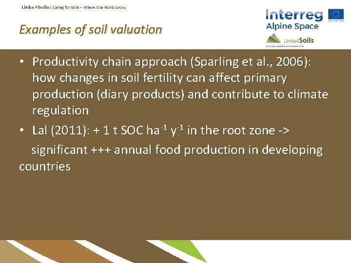 Links 4 Soils: Caring for Soils ‒ Where Our Roots Grow. Examples of soil