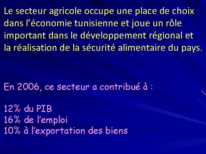 Le secteur agricole occupe une place de choix dans l’économie tunisienne et joue un