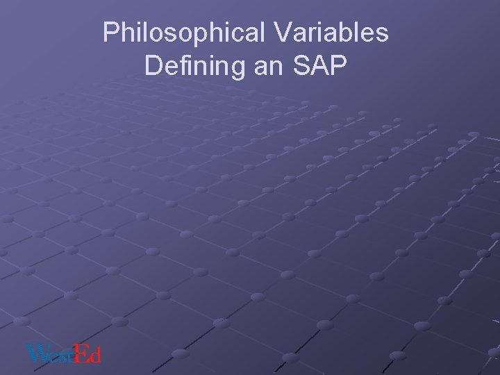 Philosophical Variables Defining an SAP 
