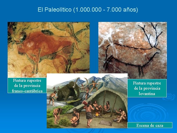 El Paleolítico (1. 000 - 7. 000 años) Pintura rupestre de la provincia franco-cantábrica
