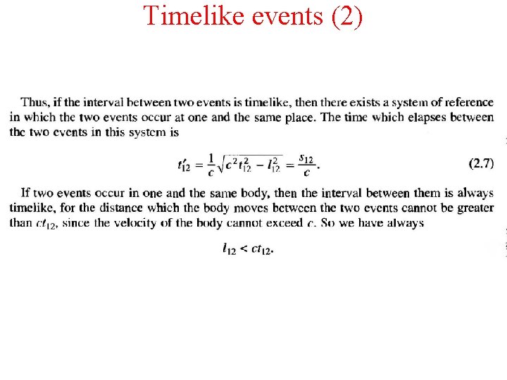 Timelike events (2) 