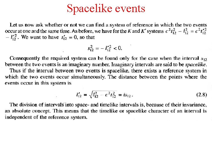 Spacelike events 