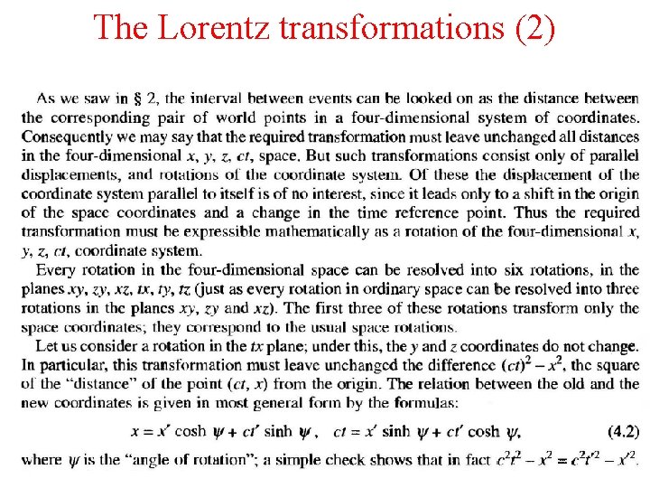 The Lorentz transformations (2) 
