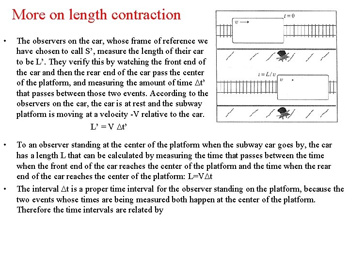 More on length contraction • The observers on the car, whose frame of reference