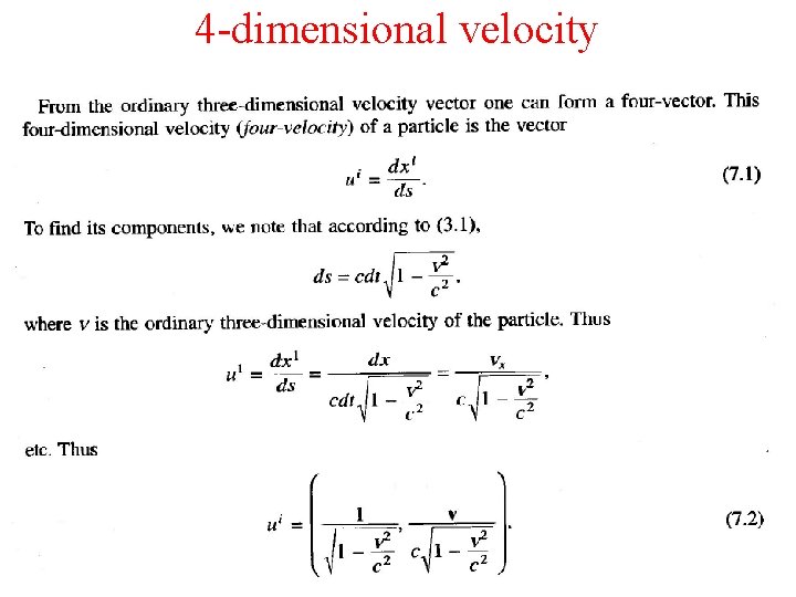 4 -dimensional velocity 