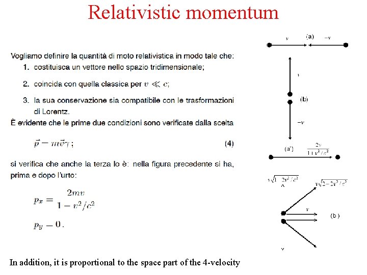 Relativistic momentum In addition, it is proportional to the space part of the 4