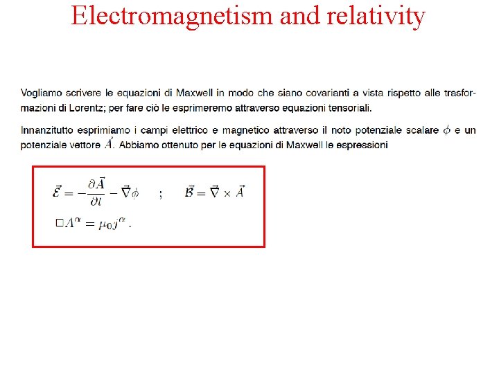 Electromagnetism and relativity 