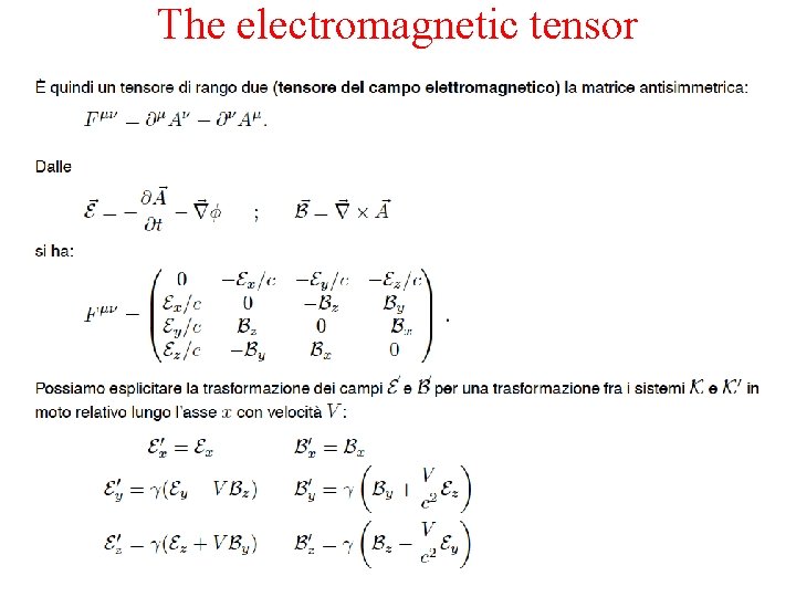 The electromagnetic tensor 