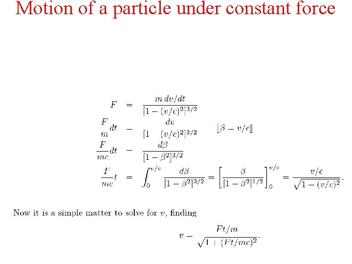 Motion of a particle under constant force 