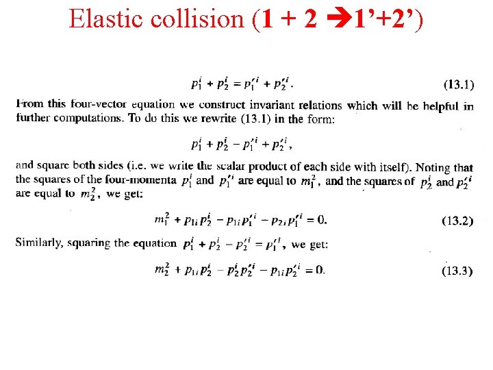 Elastic collision (1 + 2 1’+2’) 