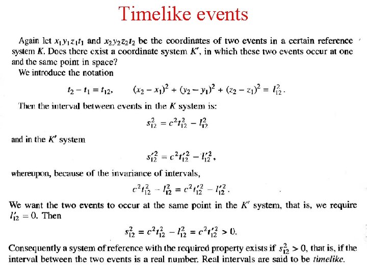 Timelike events 
