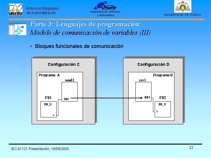 Entornos Integrados de Automatización Ingeniería de Sistemas y Automática UNIVERSIDAD DE OVIEDO Parte 3: