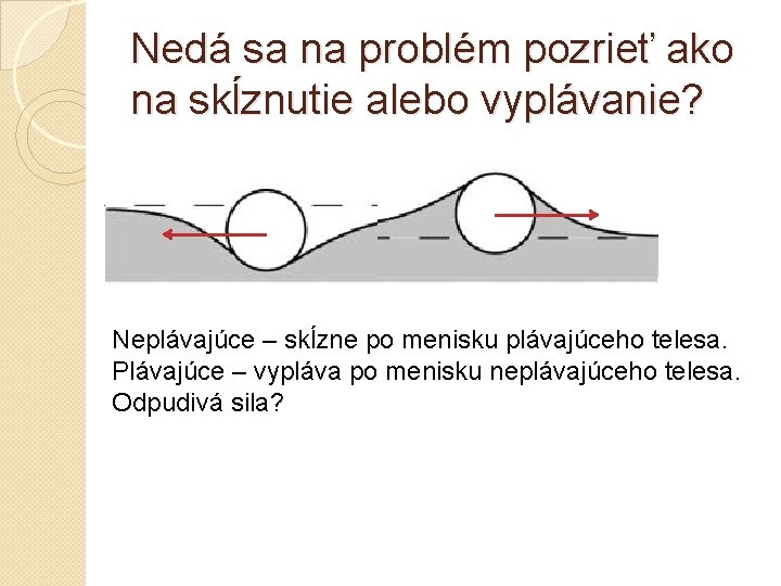 Nedá sa na problém pozrieť ako na skĺznutie alebo vyplávanie? Neplávajúce – skĺzne po