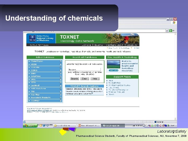 Understanding of chemicals Laboratory 21 Safety Pharmaceutical Science Students, Faculty of Pharmaceutical Sciences, NU,