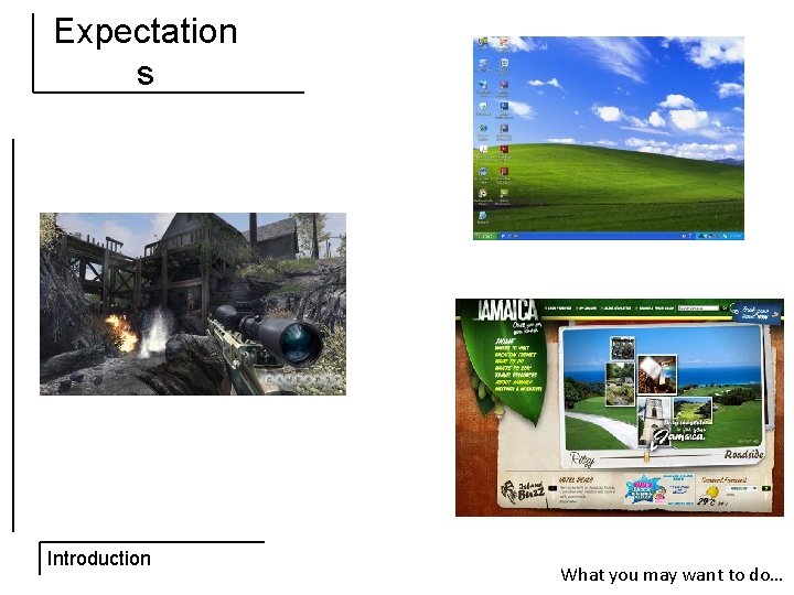 Expectation s Introduction What you may want to do… 